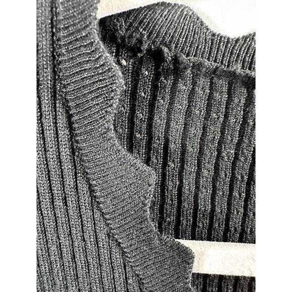 Chelsea & Theodore Black Sweater XL scalloped neckline pleated bottom tunic - Picture 5 of 11